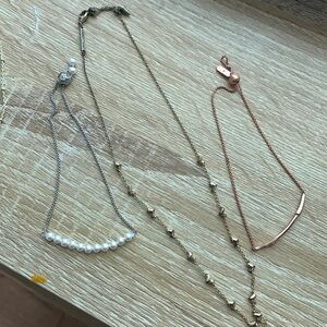 Kendra Scott necklace Stella dot rose gold bracelet origami owl Pearl bracelet